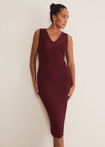 Phase Eight Fressia Cut Out Bandage Dress Burgundy Australia | VQ5701629